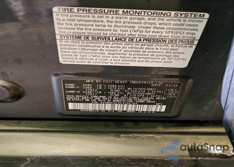 2012 Subaru Outback 2.5I Premium z USA, uszkodzony, nr VIN 4S4BRCGC5C3255760